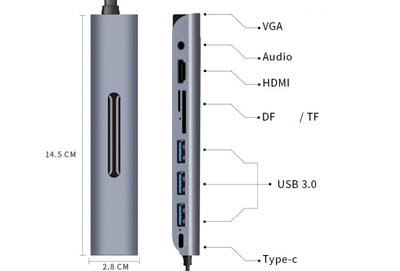 USB C HUB docking station - 9 in 1 Type-C HDMI VGA low temperature mobile computer expansion docking accessories
