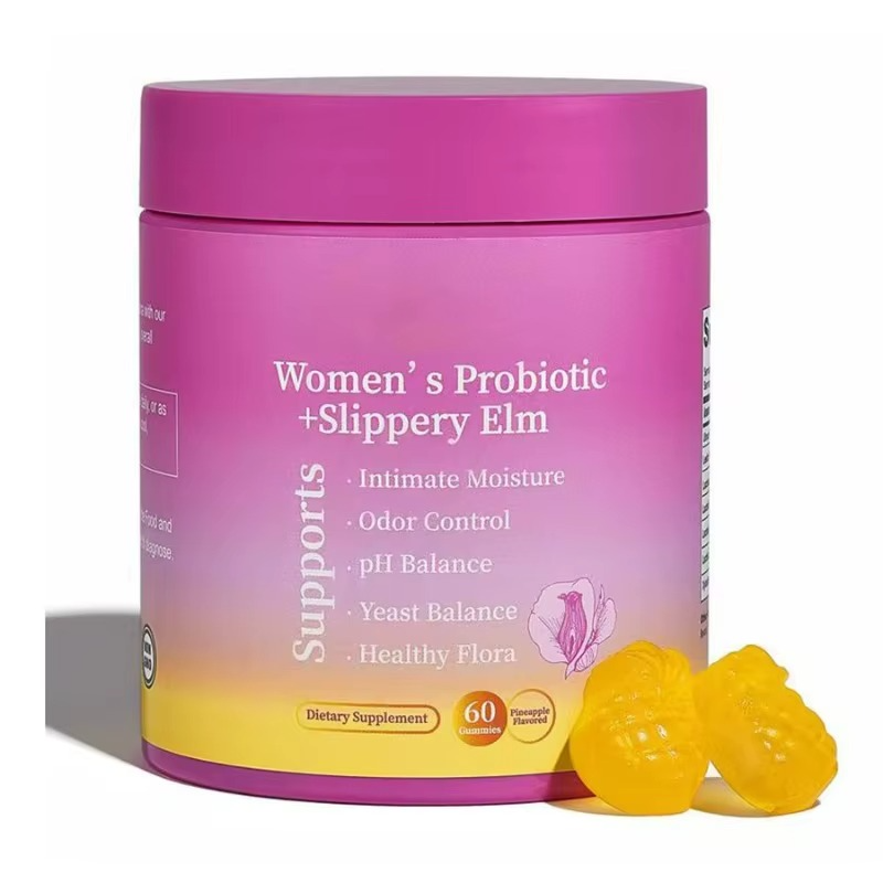 Feminine Probiotics  - Supports pH Balance, Gut Health & Immune System with Slippery Elm, Prebiotics & Lactobacillus Blend, Pineapple Flavor, 60 Gummies