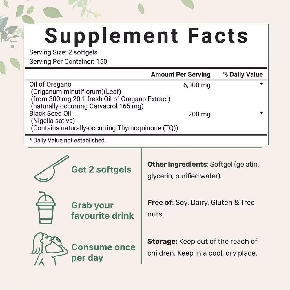Oil of Oregano with Black Seed Softgels