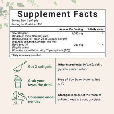 Oil of Oregano with Black Seed Softgels