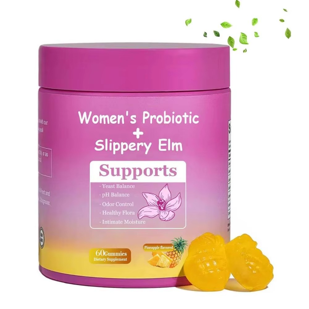 Feminine Probiotics  - Supports pH Balance, Gut Health & Immune System with Slippery Elm, Prebiotics & Lactobacillus Blend, Pineapple Flavor, 60 Gummies