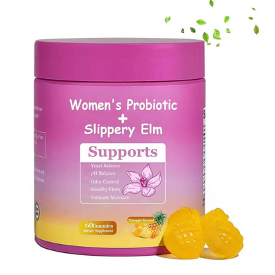 Feminine Probiotics  - Supports pH Balance, Gut Health & Immune System with Slippery Elm, Prebiotics & Lactobacillus Blend, Pineapple Flavor, 60 Gummies
